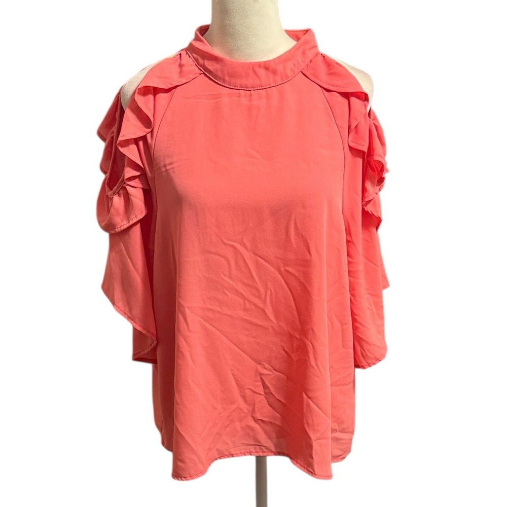 PEACH LOVE cold shoulder ruffle blouse size medium
